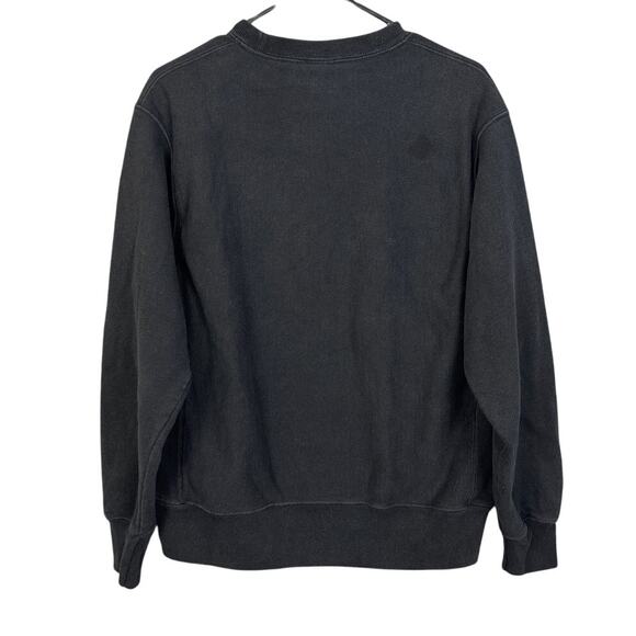 Vintage Champion Sweatshirt Black Reverse Weave Embroidered Logo Patch Size M - Picture 2 of 9